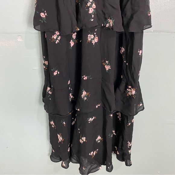 ALC Zaydena Ruffle Tiered Floral Silk Black Maxi Sleeveless Dress‎ Sz 8 - Picture 8 of 9
